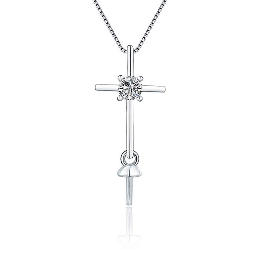 5063 Sterling Silver CZ Cross Bail Pin Pendant Fitting for Pearl Jewelry